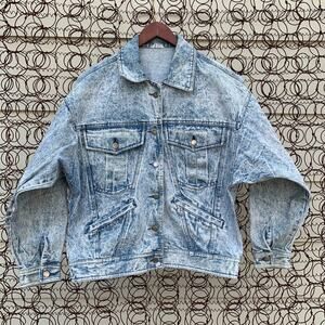 Vintage 80s Misty Valley acid wash denim jean jacket oversized batwing LARGE?